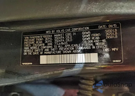 2015 Volvo V60 Cross Country Premier z USA, uszkodzony, nr VIN YV4612HK5F1002044